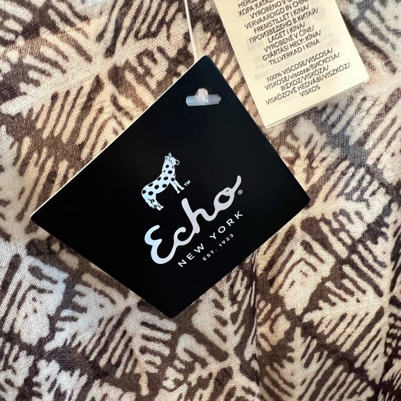 D16.18 NWT Echo Geometric Brown/Cream Print Sheer Kimono Wrap O/S - Picture 6 of 8